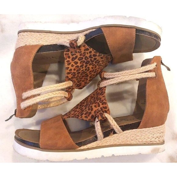 Corkys Womens Espadrille Wedge Sandal Heel Zipper Ankle Strap Leopard Print Sz 9 - Picture 9 of 9
